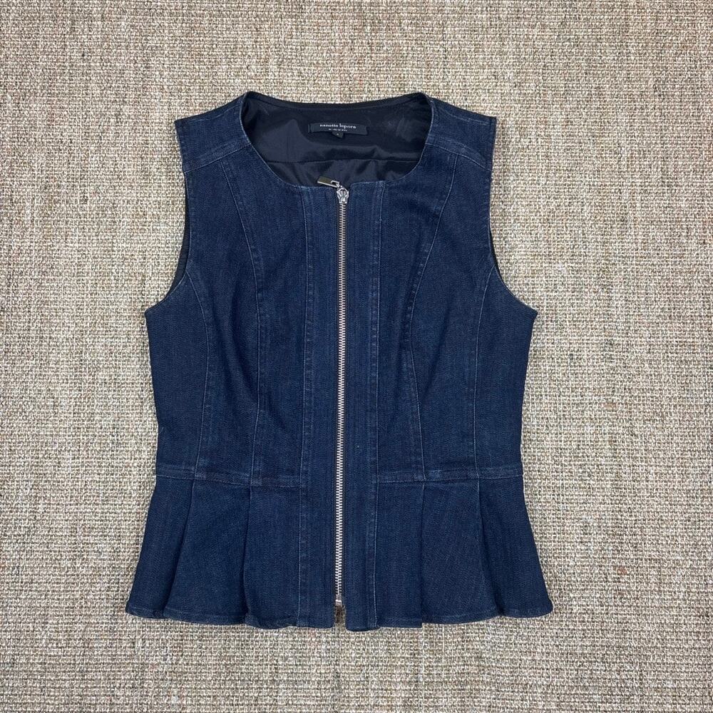✂️ Nanette Lepore Denim Peplum Vest | Size 2 | Dark Wash Made in NYC